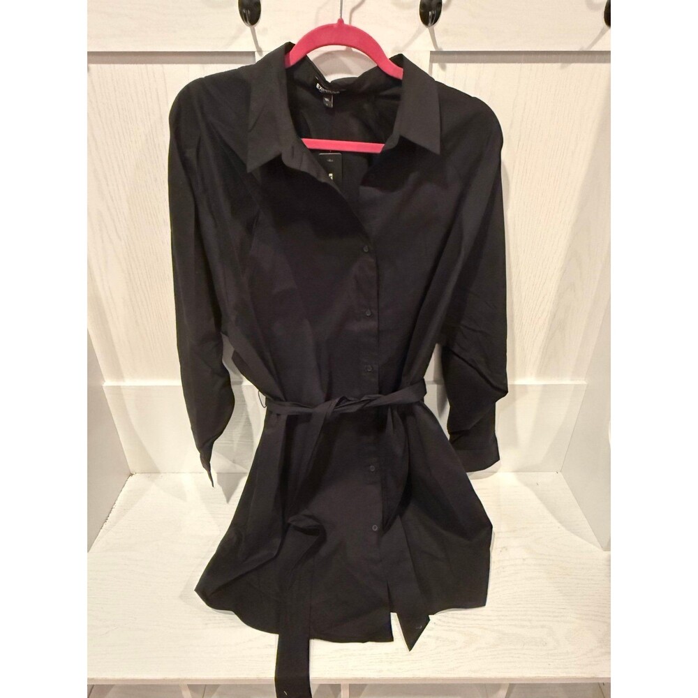 Express black button down shirt dress size large NEW NWT